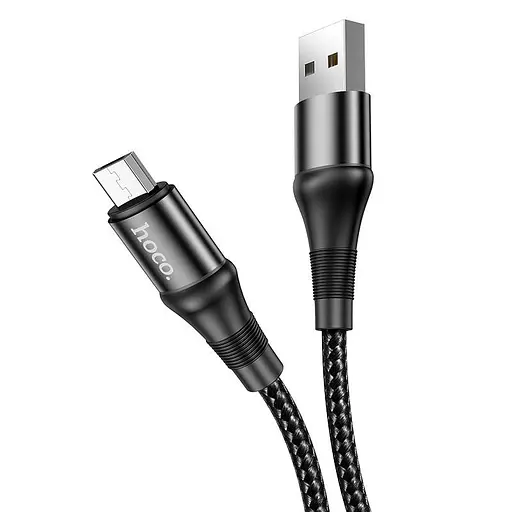 Кабель Hoco X50 USB to Micro 2.4A 1 м nylon aluminum connectors черный - фото 3