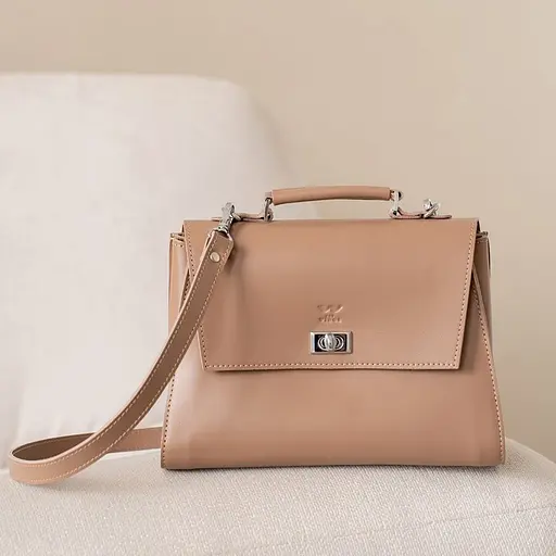 Жіноча шкіряна сумка Classic карамель краст - фото 7