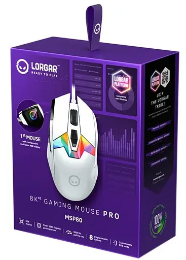 Миша Lorgar MSP80 8000 Hz Gaming Mouse Pro White (LRG-MSP80-WH) - фото 11
