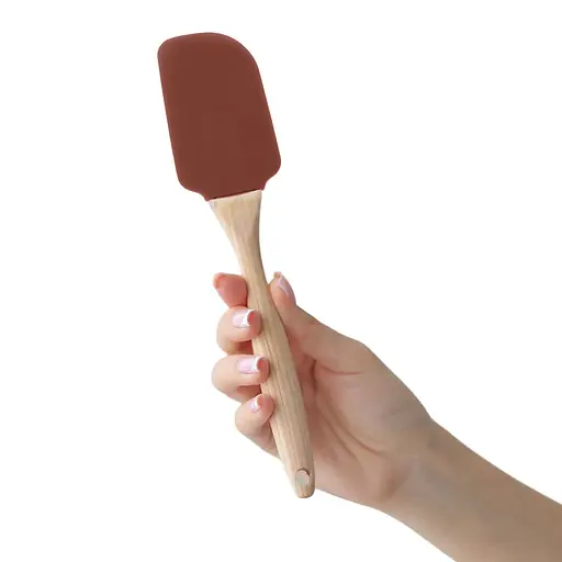Лопатка силіконова кухонна з дерев'яною ручкою 22.5 см, Profsil Коричневий 87190 - фото 2