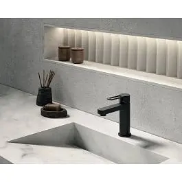 Змішувач для раковини картридж Energy Saving Paffoni Ringo без донного клапана black matt RIN071NO-ES, Чорний матовий - фото 2