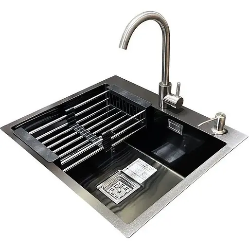 Комплект мойка+смеситель Romzha Arta Nova U-550 Max BL(A) - фото 1