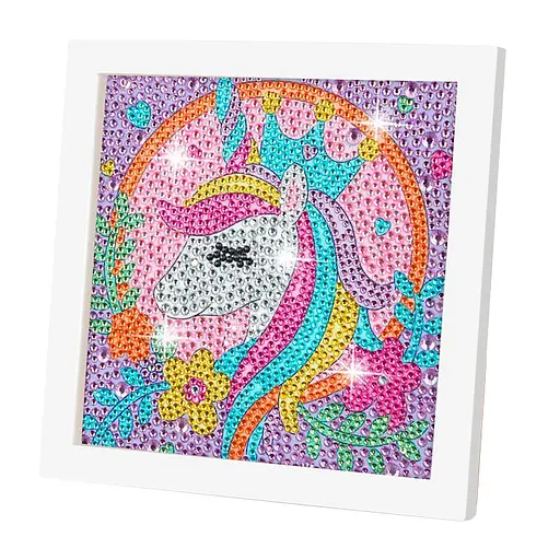 Алмазна мозаїка для дітей Єдиноріг A5501B рамка 17,5-17,5 см