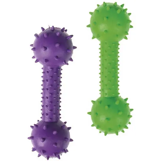 Игрушка для собак TatraPet Dental Gum гантелька резиновая с шипами пищалка 14 см в ассортименте - фото 2