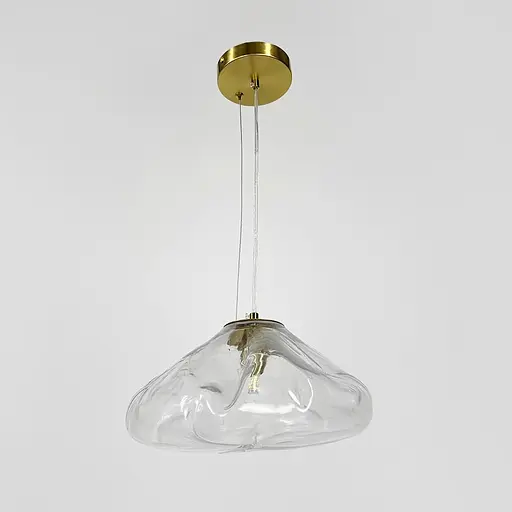 Скляний прозорий підвіс з легкими вигинами у латунному корпусі Ø 30 см | Line F | Арт. MJ82-300 AB+CL - фото 4