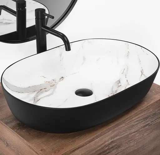 Умивальник Rea Cleo 61 накладний black aiax matt REA-U6625, Чорний матовий - фото 2