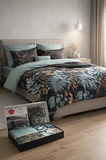 Комплект постельного белья евро 200х220 см сатин комбинированный TC303376218 - фото 2