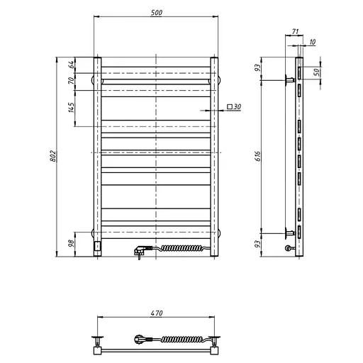 Електрична рушникосушка Navin Largo 500x800 Sensor правобічна з таймером 12-028053-3680, Хром, Праве, Електронний - фото 6