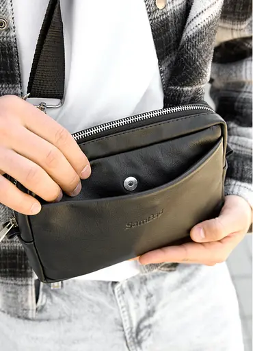 Мужская сумка бананка Sambag HARVI черная 24 × 16 × 6 см (88213101m) - фото 4