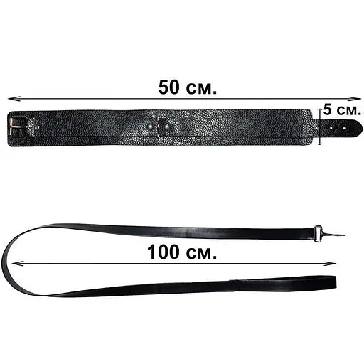 Кожаный ошейник с поводком для игр с доминированием BDSM One size K000410 - фото 2