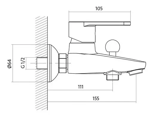 Змішувач для ванни і душу Cersanit Cari S951-002 одноважільний Хром 30412 - фото 3