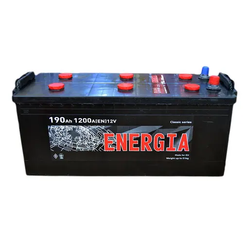 Акумулятор автомобільний ENERGIA 190Ah збоку (+/-) (000022395)