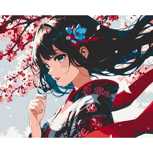 Картина по номерам "Девушка с сакурой" Art Craft 16107-AC 40x50 см - фото 1