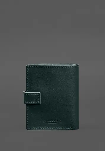 Кожаная обложка-портмоне на паспорт с гербом Украины 25.1 Зеленая - фото 7