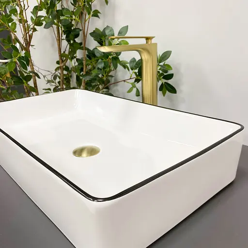 Умивальник VBI Triest white black Edge накладний VBI-012710, Білий - фото 5