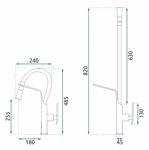 Смеситель для кухни Rea Castor высокий black/gold REA-B6936 Черный - фото 4