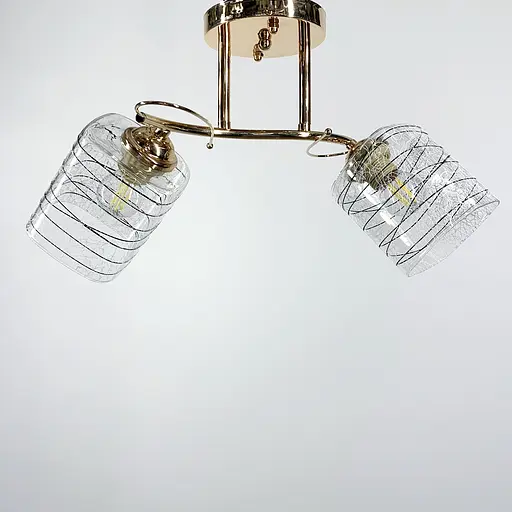 Золотая люстра на 2 плафона с черно-белыми узорами | Line F | Ст. 9513/2 GD - фото 1