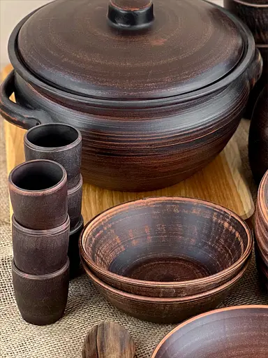 Шашлычный столовый сервиз керамической (глиняной) посуды на 6 человек Гладкий - фото 4