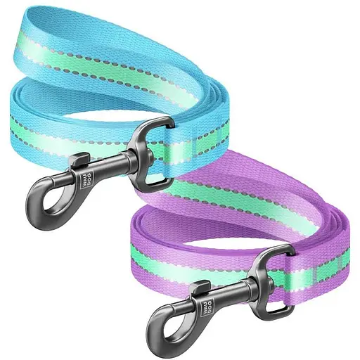 Поводок для собак Waudog Nylon нейлоновый, светонакопительный, фиолетовый - фото 4