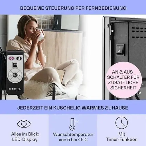 Конвекторний обігрівач Klarstein Bornholm ECO 2000 Вт чорний (10030918)  - фото 5