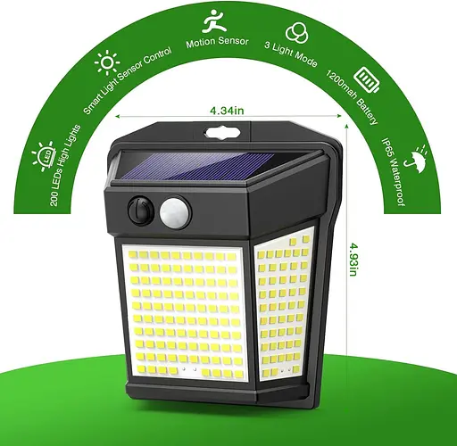 Набір 4 шт Сонячні ліхтарі на відкритому повітрі — 200 світлодіодних сонячних ліхтарів безпеки - фото 4