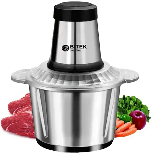 Подрібнювач кухонний Bitek BT-7019 блендер комбайн з чашею з нержавіючої сталі чоппер 2 л 1000 Вт - фото 4