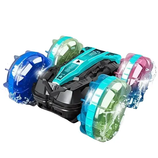 Трюкова машинка-амфібія на радіокеруванні 911-736 A-01, Акумулятор 3.7V, Пульт 2.4GHZ, Водонепроникна, Блакитна