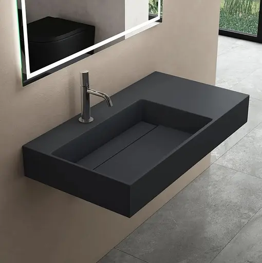 Умивальник Rea Archi 90 black matt накладний підвісний REA-U4304, Чорний матовий - фото 2