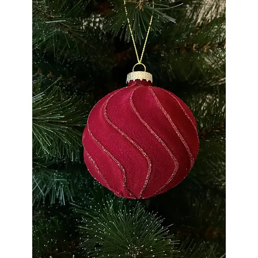 Ялинкова кулька Chomik хвиля велюр 8 см червона (5900779882034_1) - фото 2