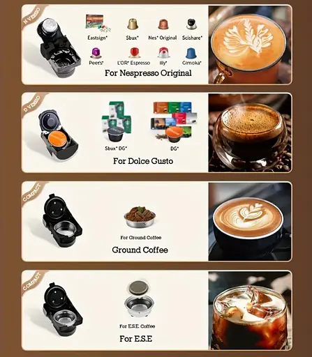 Автоматична Капсульна Кавомашина 4-в-1 CAFELFFE 19 BAR (Dolce Gusto, Nespresso, ESE Pods і Молота Кава) - фото 3