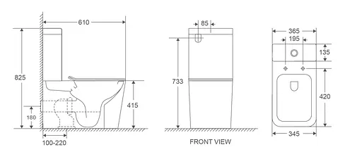 Унитаз-компакт Mixxus Premium Quadro-0401-T1 610x365x825 мм, система смыва Tornado 1.0 MP6588, Белый - фото 2
