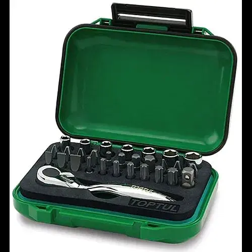 Комплект торцевых головок и бит с трещоткой 1/4, 30 шт. Toptul hoz0007872 - фото 1