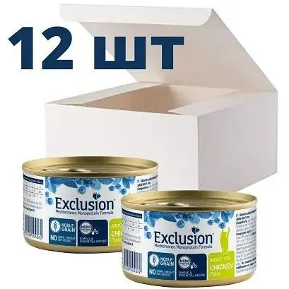 Упаковка вологого корму для кішок Exclusion 85 г х 12 шт смаки на вибір - фото 1