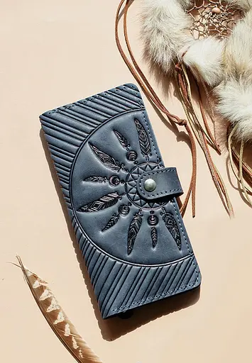 Кожаное женское синее портмоне 7.0 - фото 2