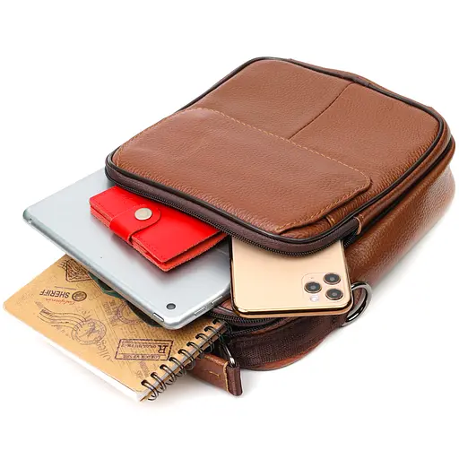 Шкіряна чоловіча сумка Vintage 19х25х6,5 см sum0023578 - фото 6