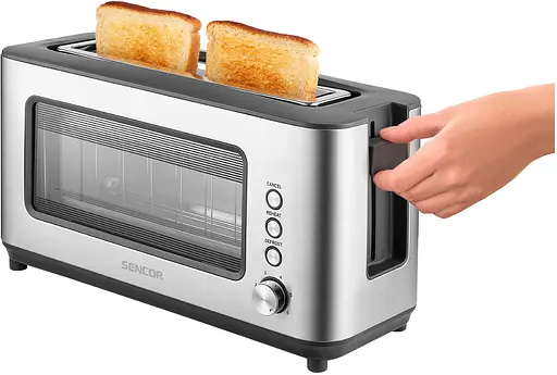 Тостер Sencor 1200 Вт підігрів розморожування з віконцем нерж. сталь сіро-чорний - фото 6