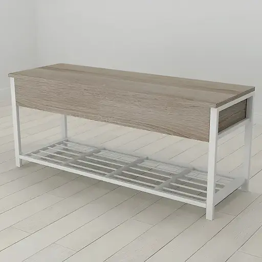 Банкетка з ящиком Ferrum-decor Дрейк 1 550x1000x400 метал Білий ДСП Сонома Трюфель 16 мм (FRD-103056)