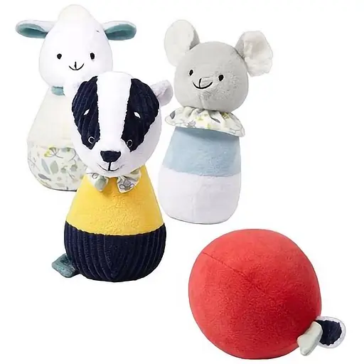 Уцінка. Розвиваюча іграшка BabyOno Плюшеві кеглі Борсук Едмонд та друзі (1437) - фото 1