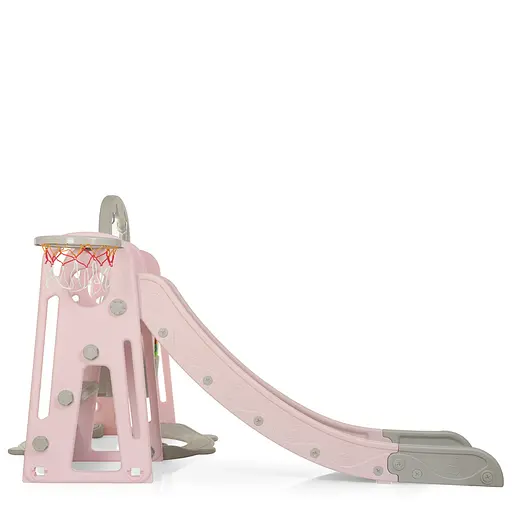 Дитяча гірка-гойдалка BAMBI YG2020-1-8 з баскетбольним кільцем, ш153-г195-в113см, рожева - фото 3