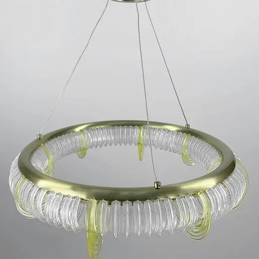 Латунная кольцевая люстра с прозрачными и желтыми пластинами Ø 65 см | Ст. D 236-650 | Line F - фото 3