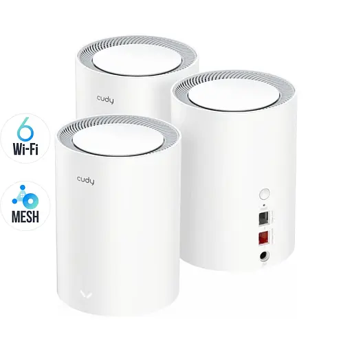 Маршрутизатор WiFi Mesh-система WiFi 6 2.5G Cudy M3000 V2.0 White (3-Pack) 3 штуки двухдиапазонные AX3000 (73-00553)