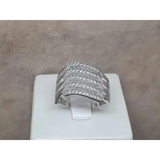 Срібне кільце Імперія золота з фіанітами. КВ714С 18,5 - фото 5