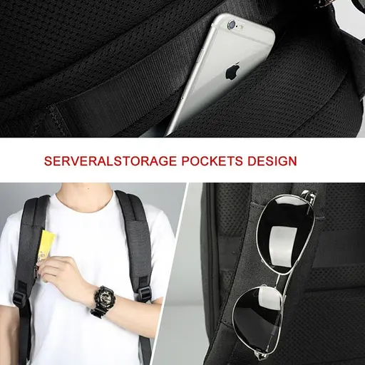 Рюкзак міський офисний Tigernu T-B3595 19л з USB для ноутбука 15.6" Black Grey (17053) - фото 4