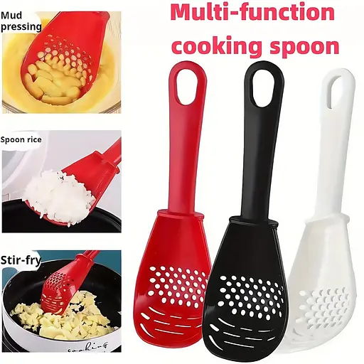 Багатофункціональна кухонна ложка з терткою та ситечком 6 в 1 (тертка, шумівка, вінчик, прес, сито, лопатка), Kitchen Master Червоний 87422 - фото 9