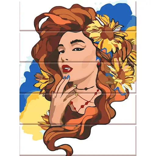 Картина за номерами на дереві Українка ArtStory 30х40 см кольорова 000221555