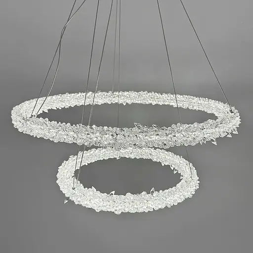 Невероятная хрустальная подвесная люстра Ø 60+40 см Ст. MD9105R-600+400 CH | Line F - фото 6