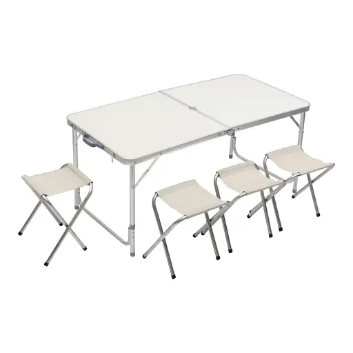 Стол со стульями Lugi 8812-4 раскладной 120х60х55 см белый - фото 2