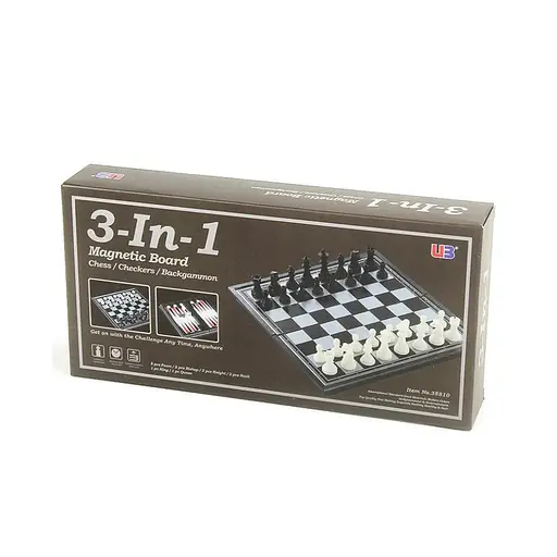 Набор настольных игр "Магнитные шахматы 3 в 1" UB 48812 нарды, шашки 32х32 см - фото 1