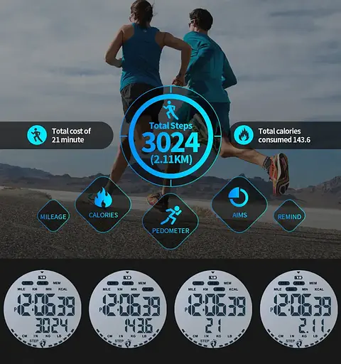 Мужские спортивные часы Skmei 1469 Fitness (Черные с белым) - фото 6