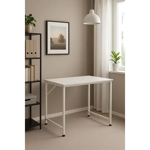 Компьютерный стол Costway Helena с металлическим каркасом белый - фото 4